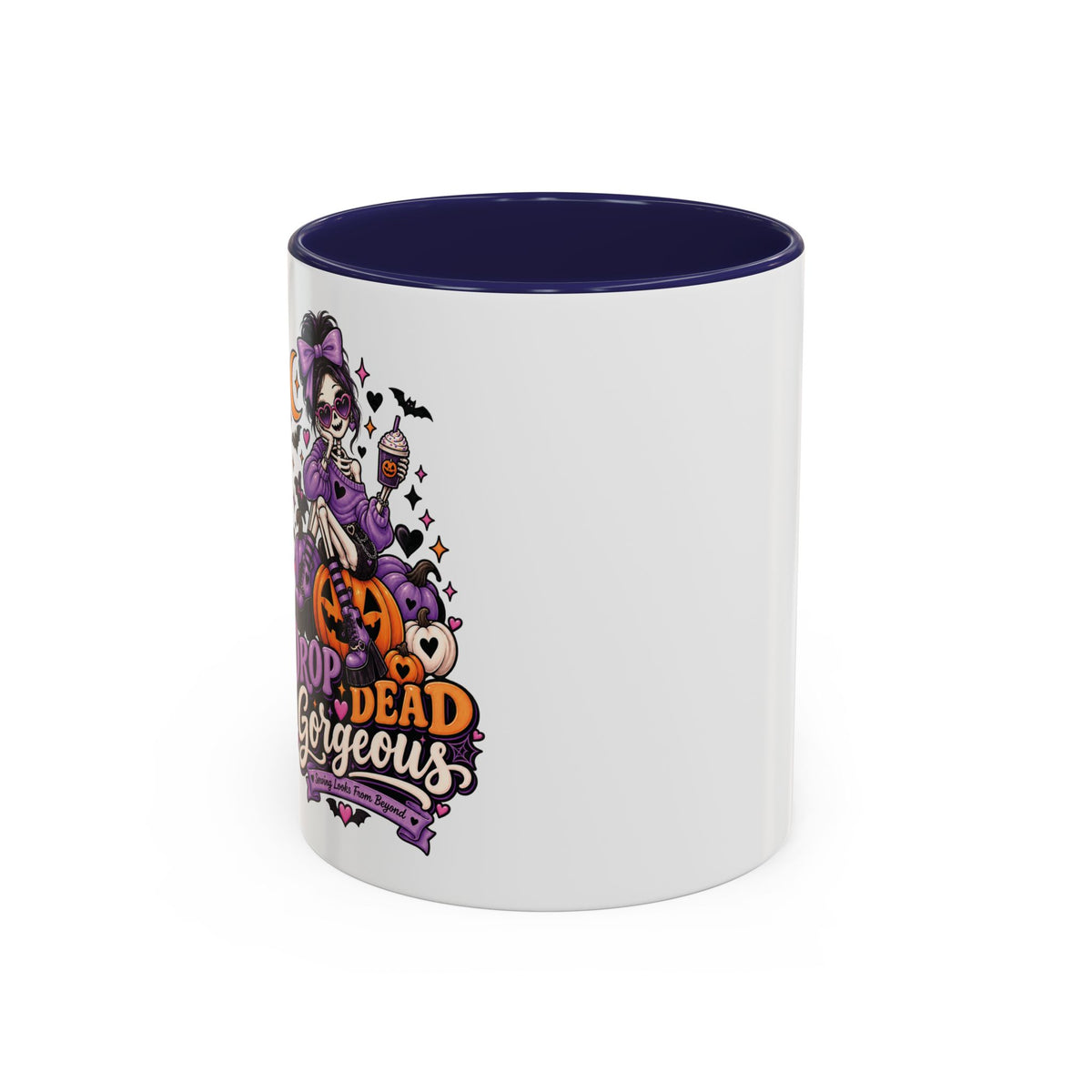 Halloween Coffee Mug — 'Drop Dead Gorgeous' Gothic Pumpkin Witch Accent Mug
