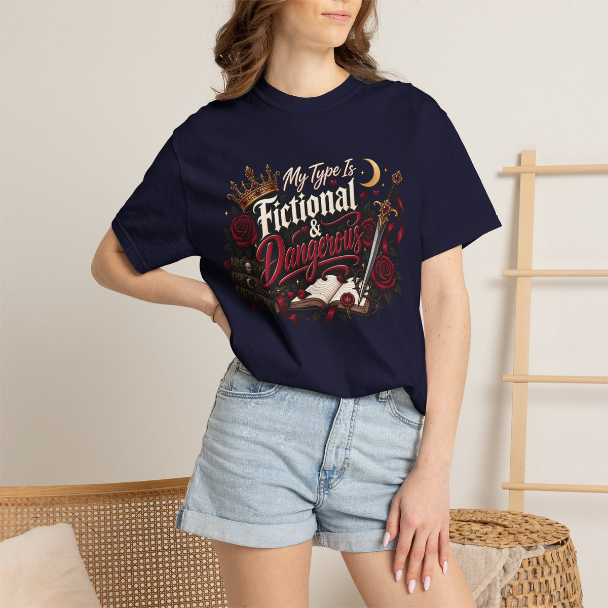 Fictional & Dangerous T-Shirt — Gothic Booklover Graphic Tee