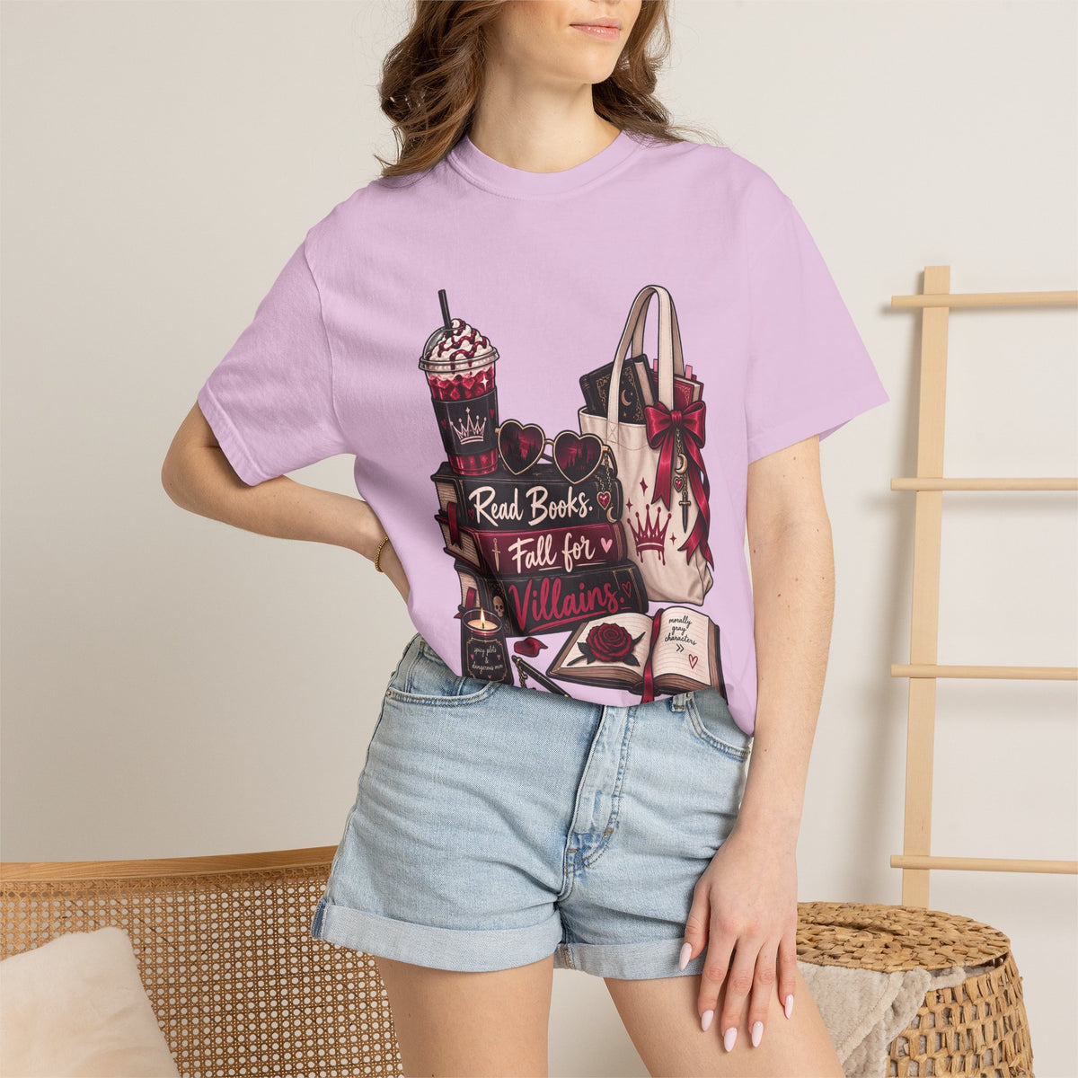 Bookish Villains Graphic T-Shirt — "Read Books I Fall for Villains"