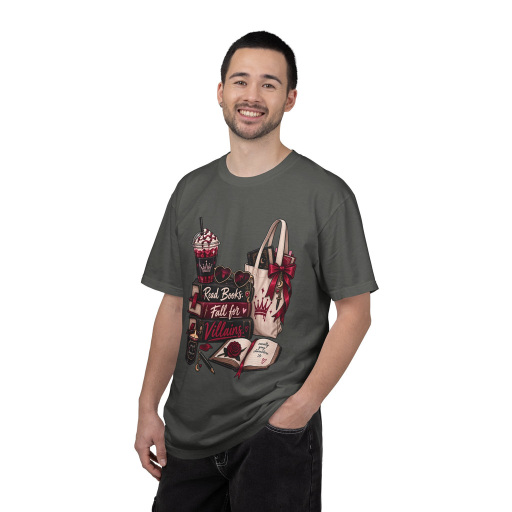 Bookish Villains Graphic T-Shirt — "Read Books I Fall for Villains"
