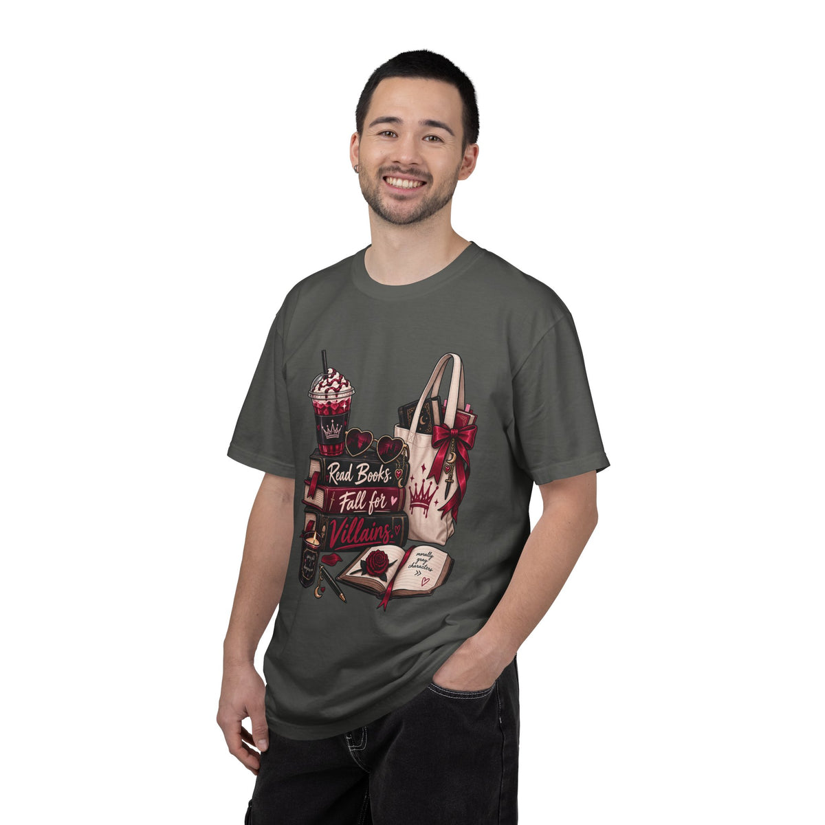 Bookish Villains Graphic T-Shirt — "Read Books I Fall for Villains"