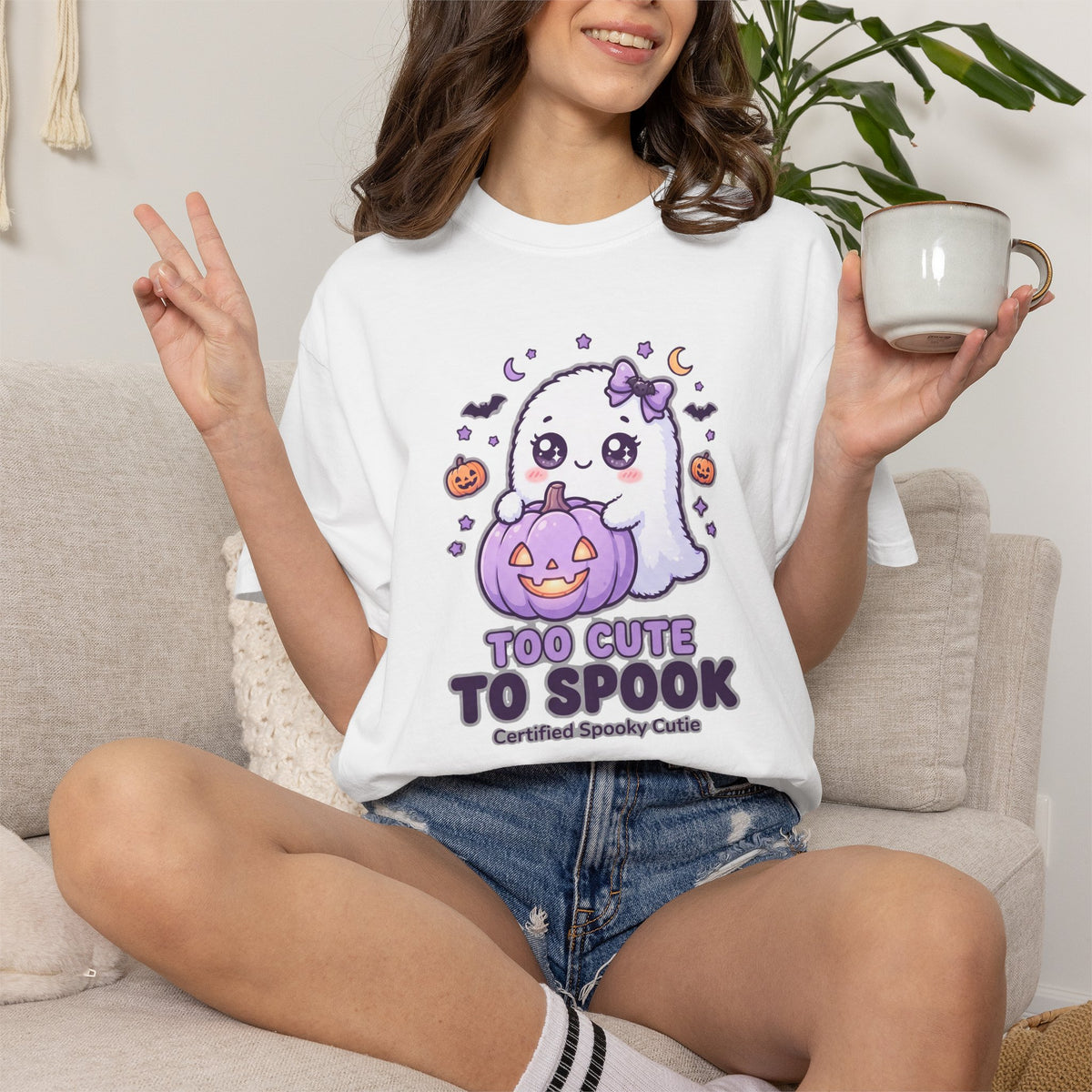 Too Cute to Spook Ghost T-Shirt — Cute Halloween Graphic Tee
