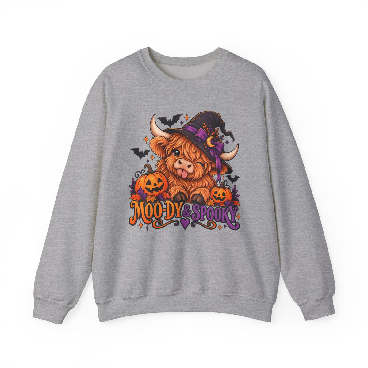 "Moo-dy & Spooky" Highland cow sweatshirt