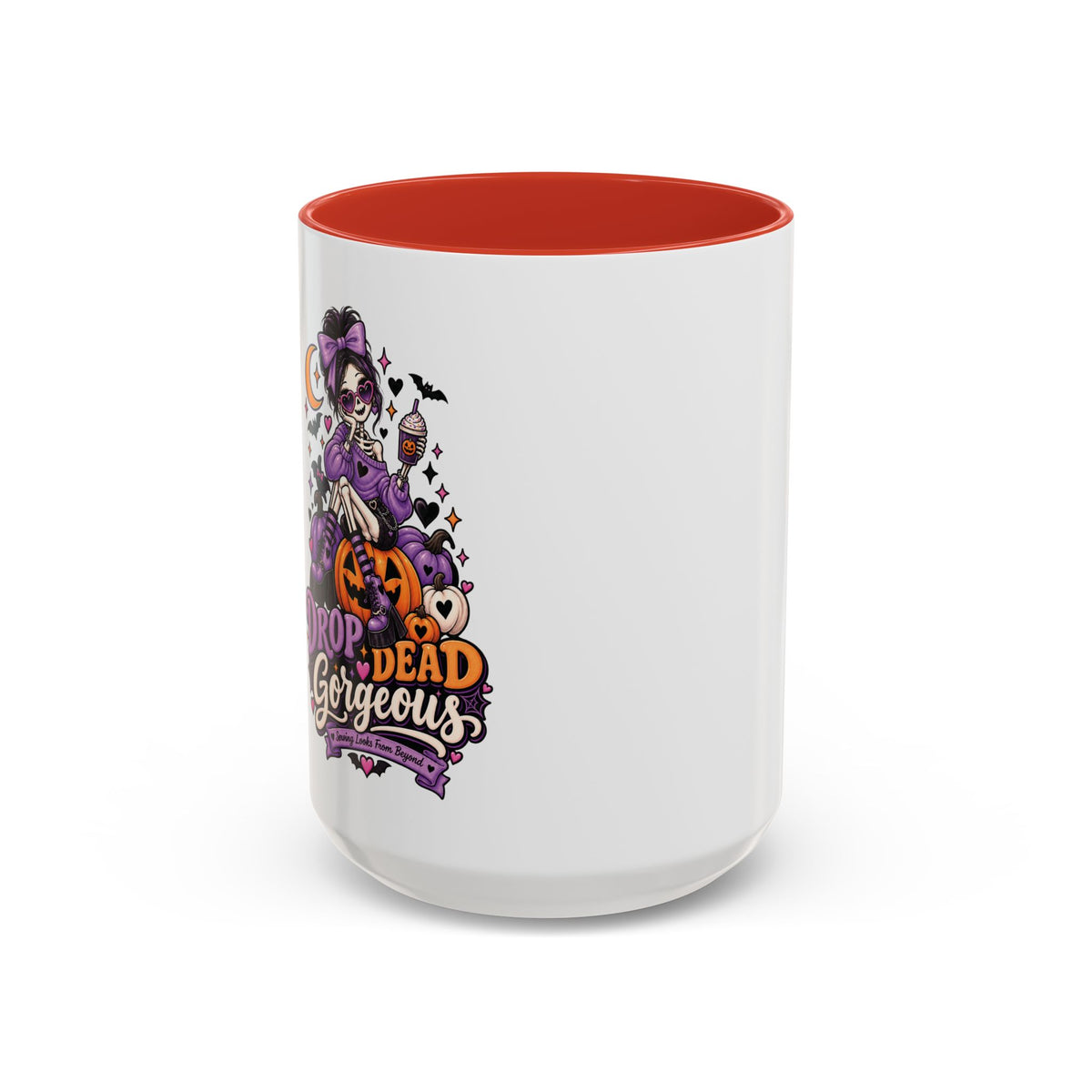 Halloween Coffee Mug — 'Drop Dead Gorgeous' Gothic Pumpkin Witch Accent Mug