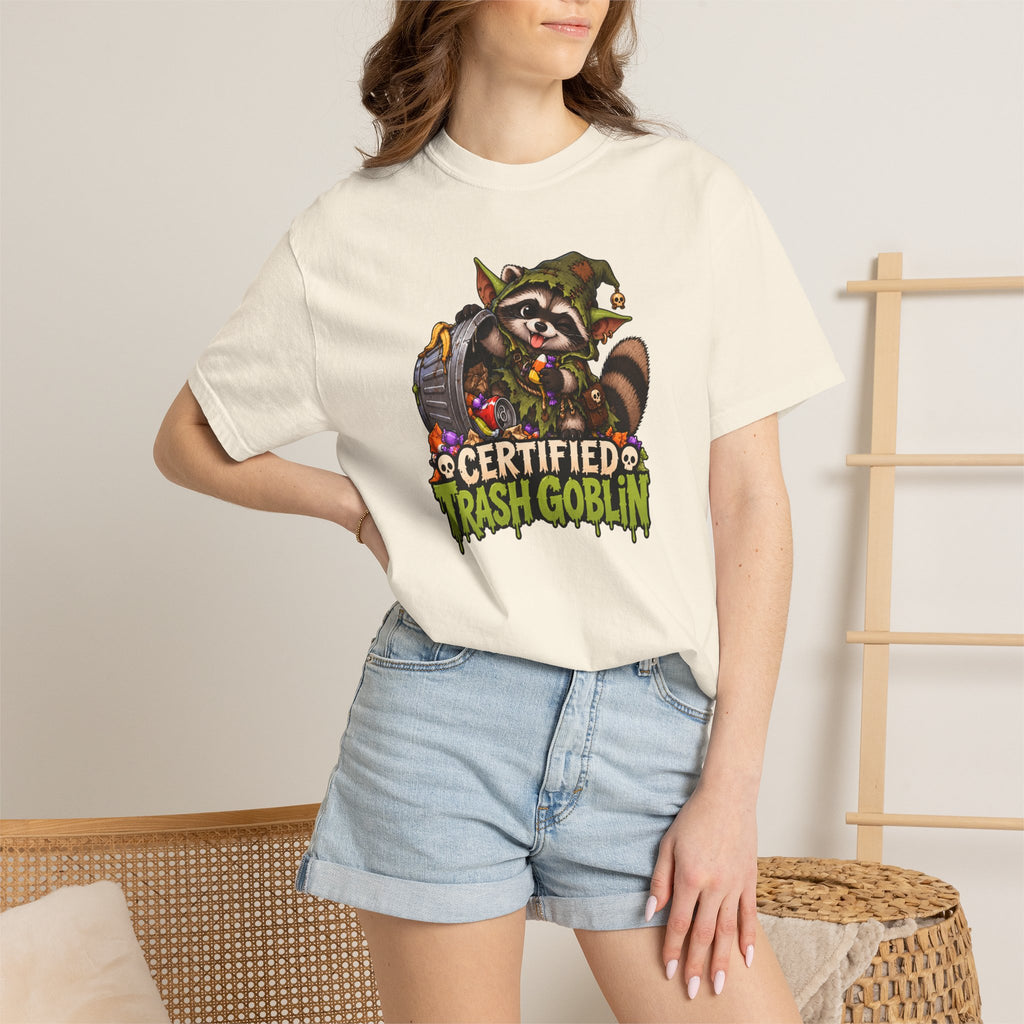 Certified Trash Goblin T-Shirt — Cute Mischief Raccoon Graphic Tee