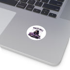 Round 'Taco Hell at 2am?' Vinyl Sticker — Cute Goth Late Night Taco Vibes