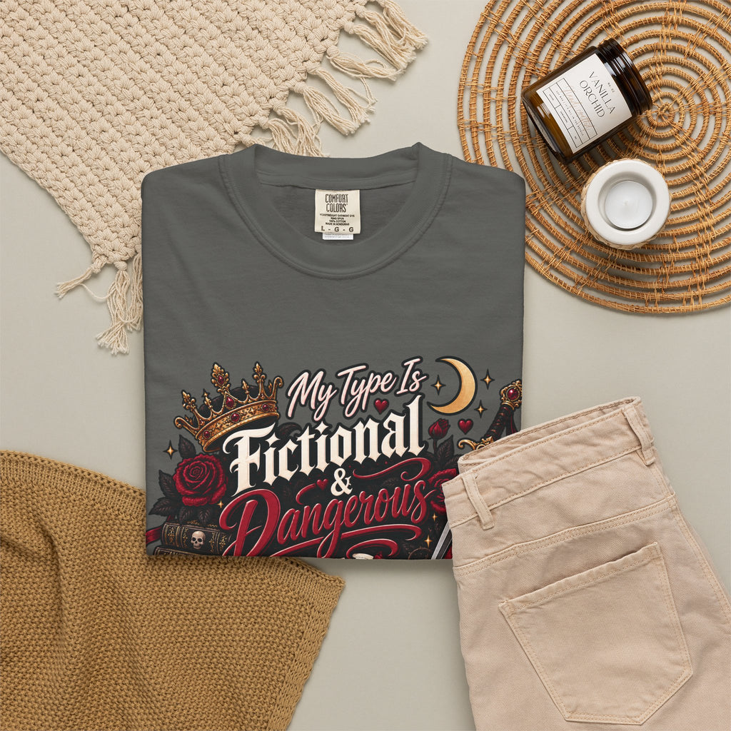 Fictional & Dangerous T-Shirt — Gothic Booklover Graphic Tee