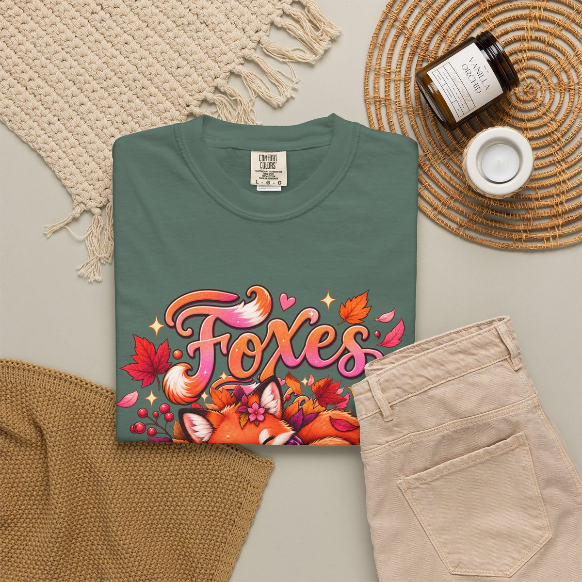 Foxes & Falling Leaves T-Shirt — Cozy Autumn Fox Graphic Tee