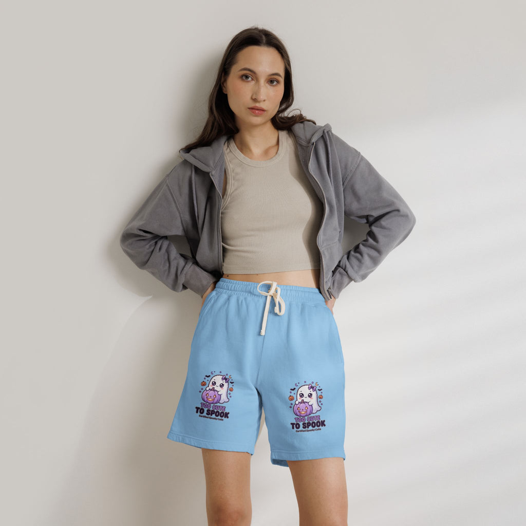 Cute Ghost 'Too Cute to Spook' Fleece Sweat Shorts