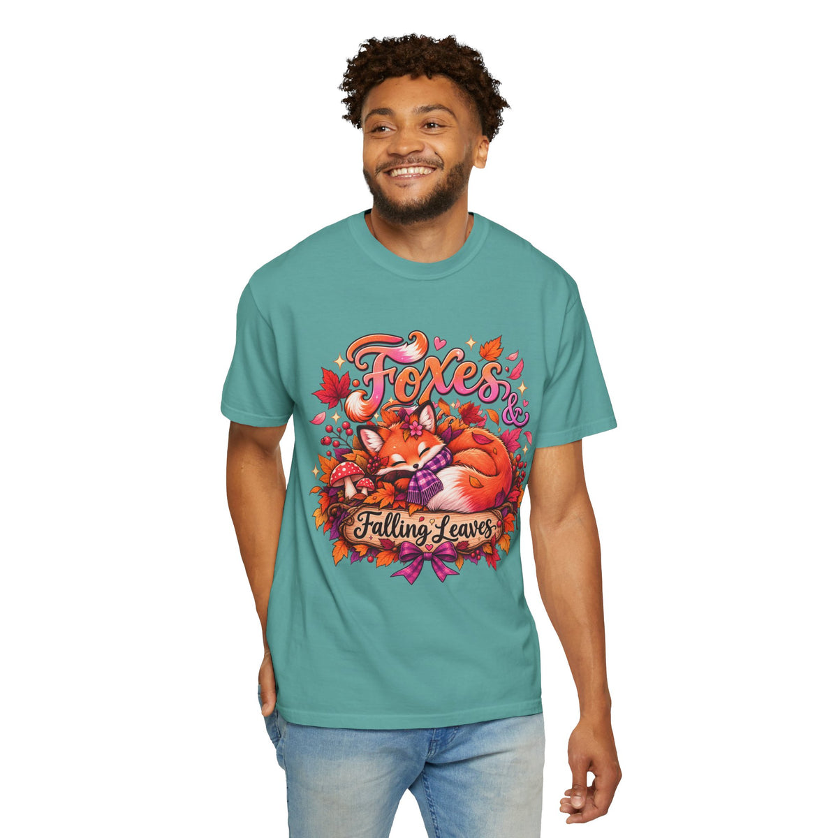 Foxes & Falling Leaves T-Shirt — Cozy Autumn Fox Graphic Tee