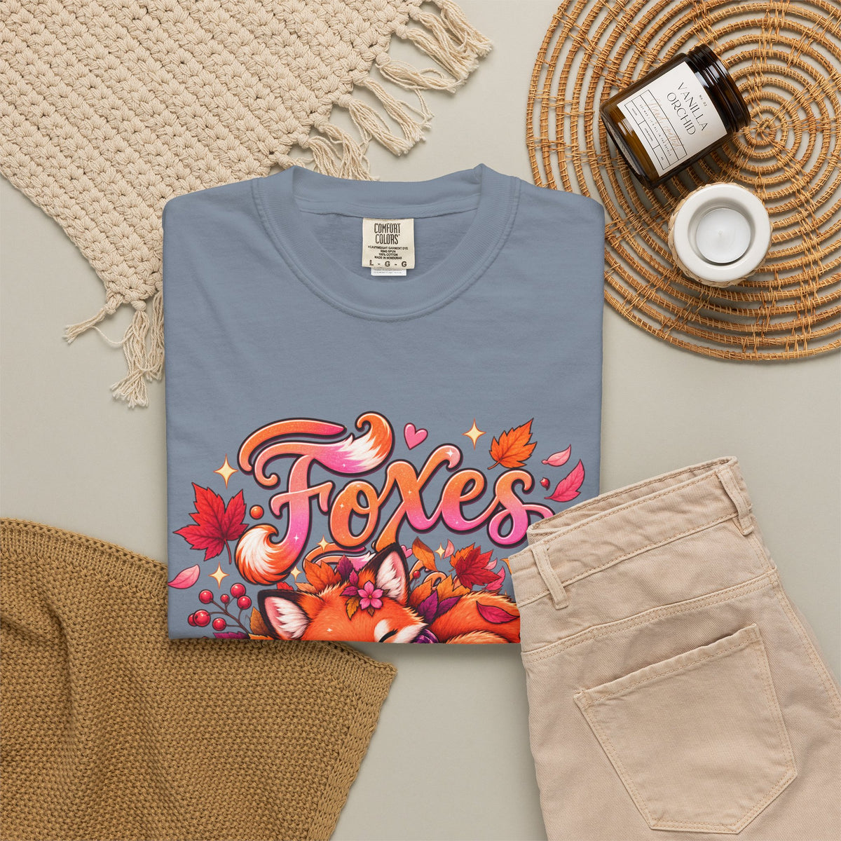 Foxes & Falling Leaves T-Shirt — Cozy Autumn Fox Graphic Tee