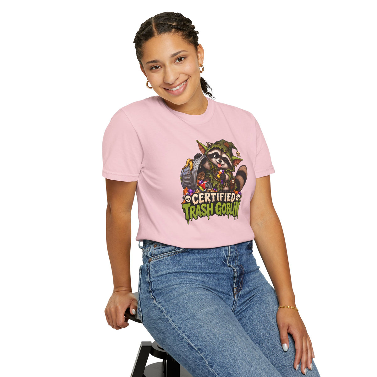 Certified Trash Goblin T-Shirt — Cute Mischief Raccoon Graphic Tee