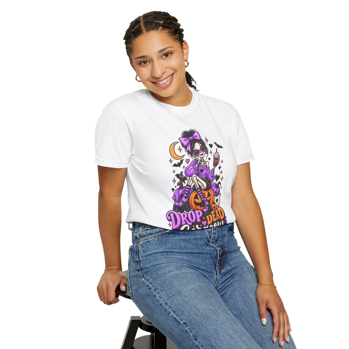 Drop Dead Gorgeous Halloween T-Shirt — Gothic Pumpkin Pinup Tee