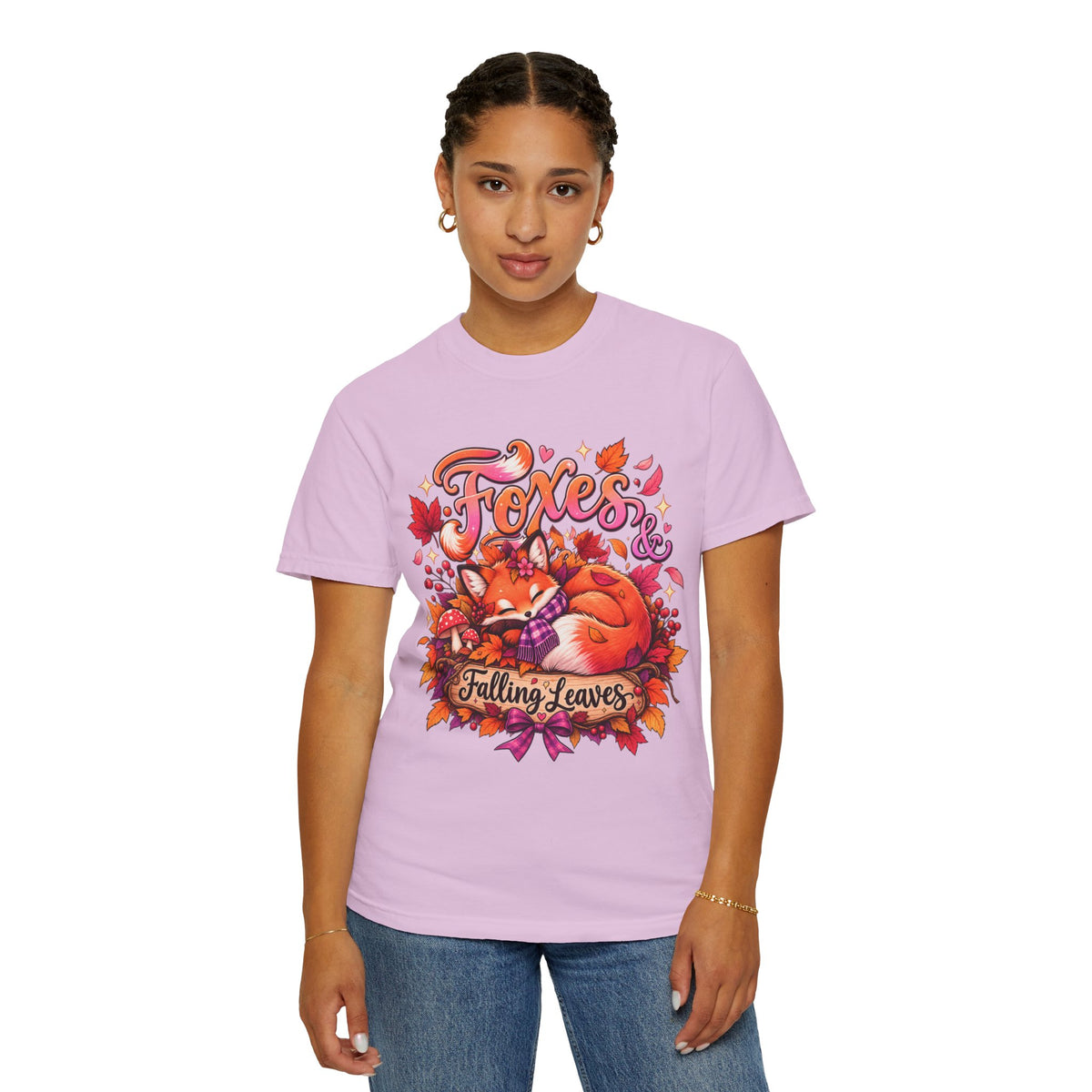 Foxes & Falling Leaves T-Shirt — Cozy Autumn Fox Graphic Tee