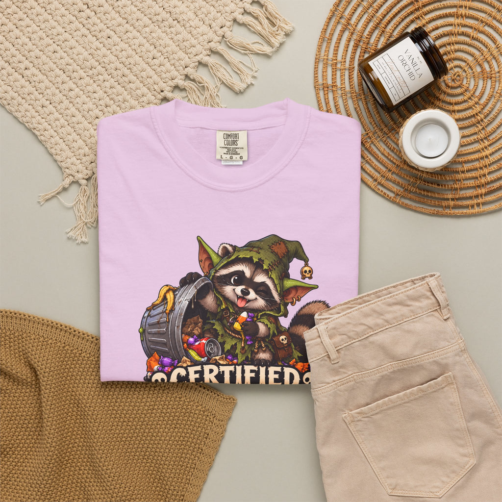 Certified Trash Goblin T-Shirt — Cute Mischief Raccoon Graphic Tee
