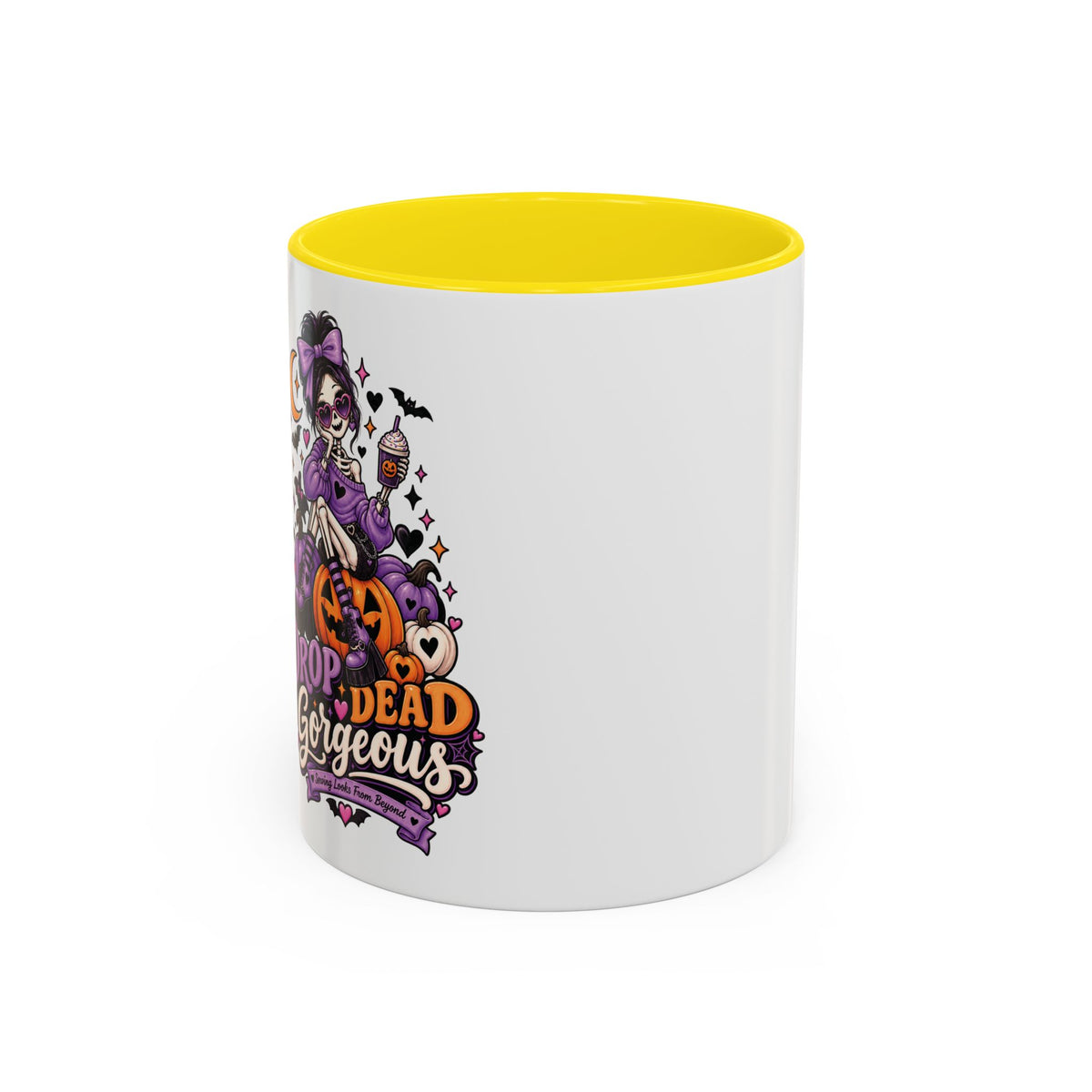 Halloween Coffee Mug — 'Drop Dead Gorgeous' Gothic Pumpkin Witch Accent Mug