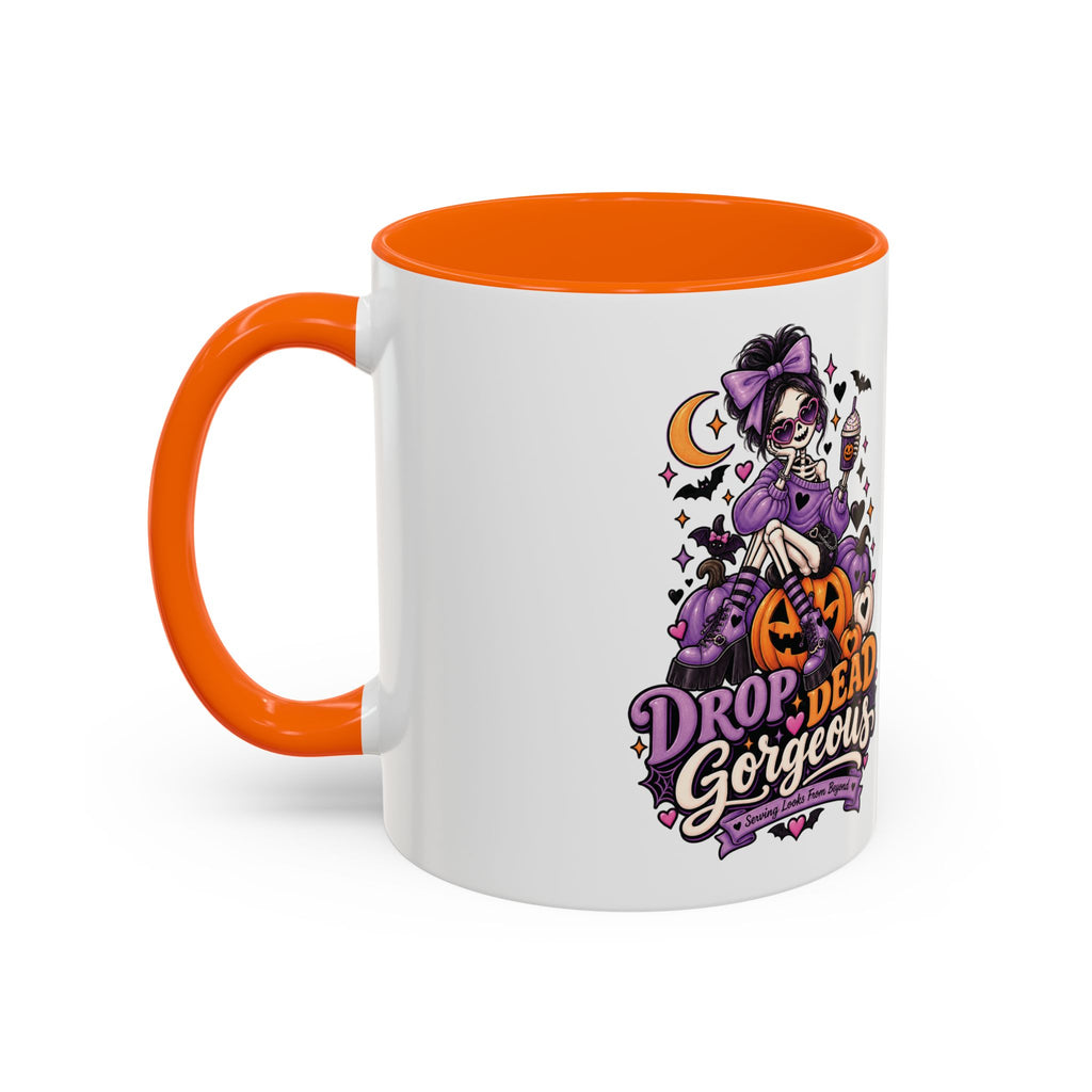 Halloween Coffee Mug — 'Drop Dead Gorgeous' Gothic Pumpkin Witch Accent Mug