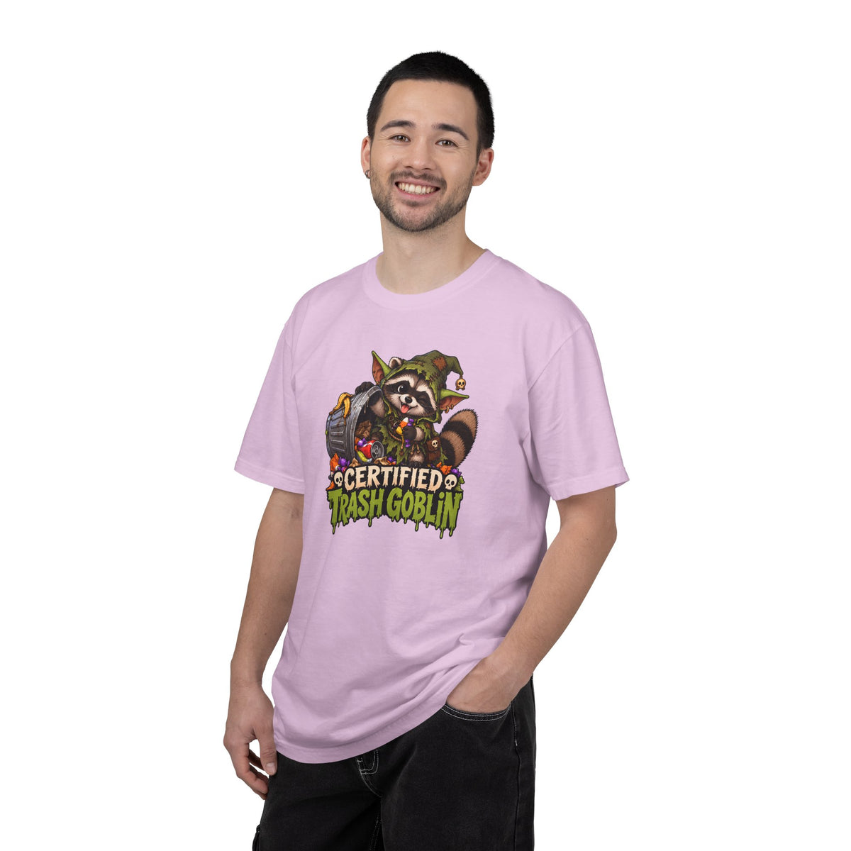 Certified Trash Goblin T-Shirt — Cute Mischief Raccoon Graphic Tee