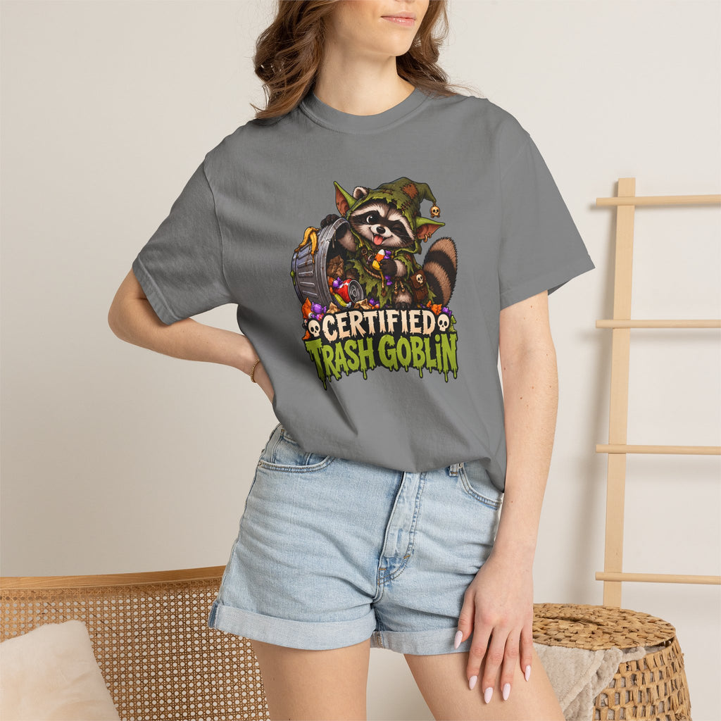 Certified Trash Goblin T-Shirt — Cute Mischief Raccoon Graphic Tee