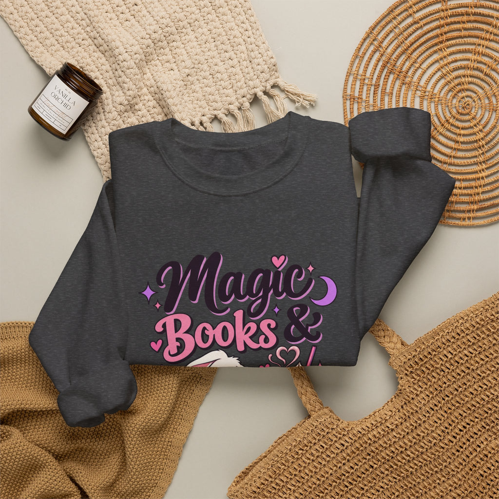 Sweatshirt — "Magic, Books & Coffee" Cozy Reading Crewneck