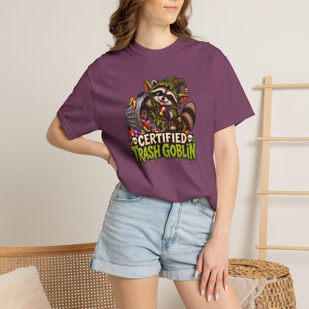 Certified Trash Goblin T-Shirt — Cute Mischief Raccoon Graphic Tee