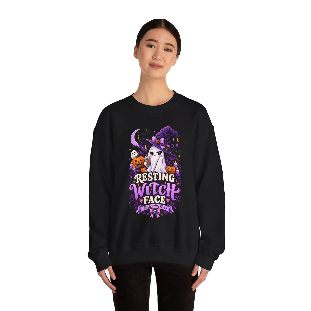 Sweatshirt — "Resting Witch Face" Halloween Crewneck