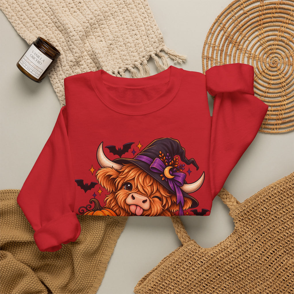 "Moo-dy & Spooky" Highland cow sweatshirt