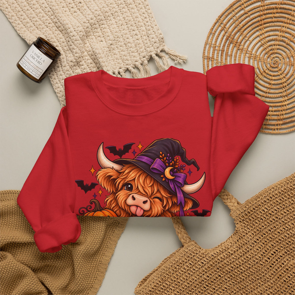 "Moo-dy & Spooky" Highland cow sweatshirt