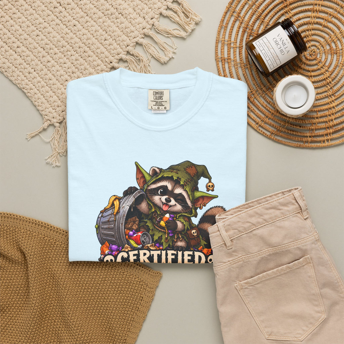 Certified Trash Goblin T-Shirt — Cute Mischief Raccoon Graphic Tee