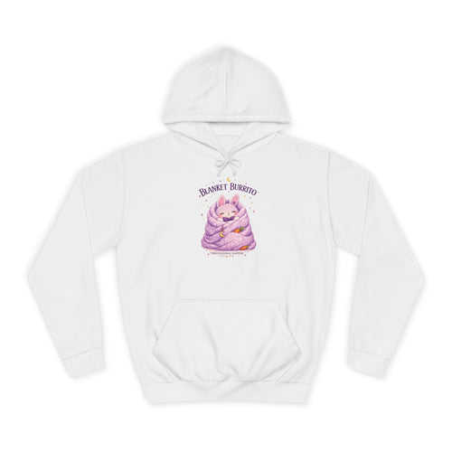 Blanket Burrito Hoodie — Cute Purple Bunny Wrapped in Blanket Graphic