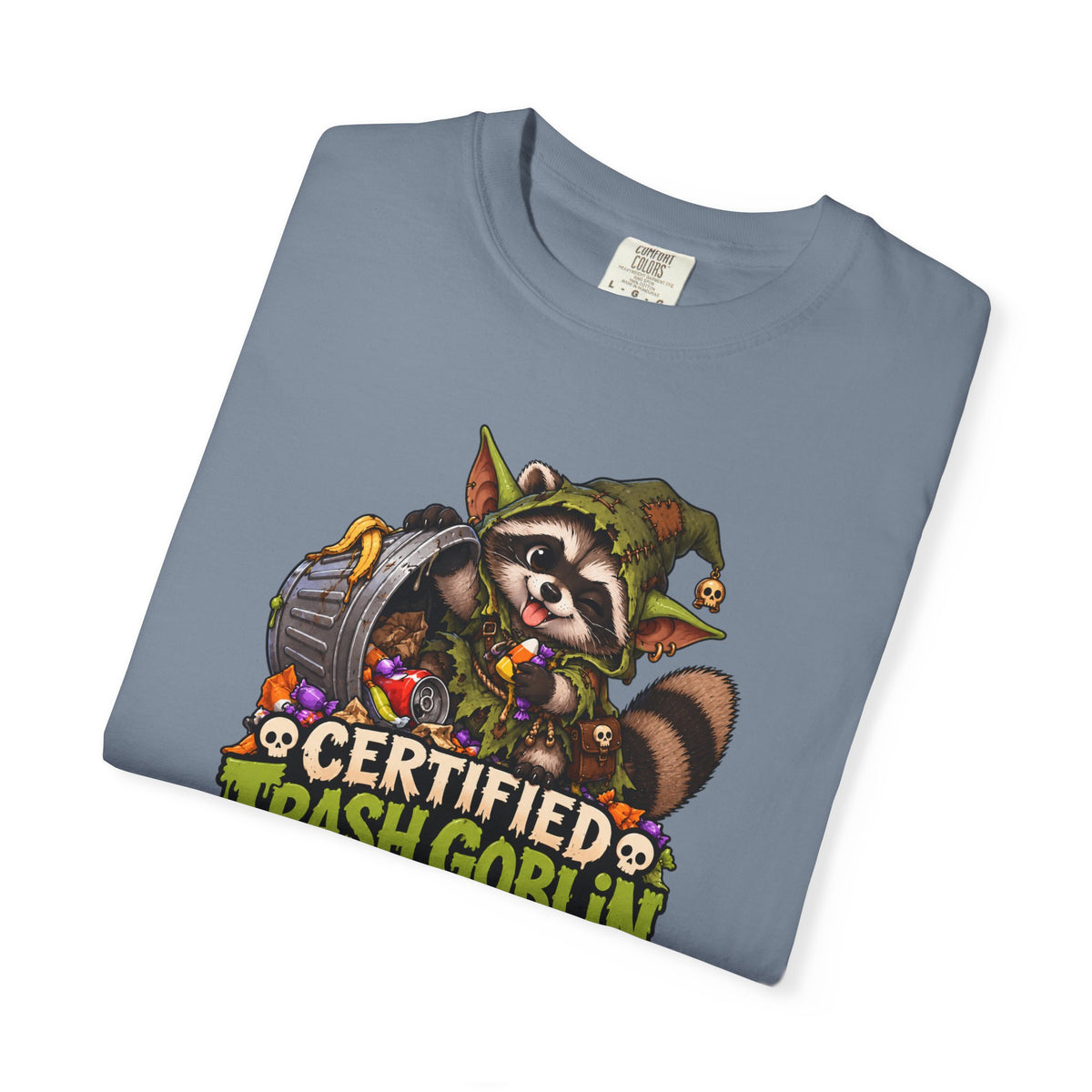 Certified Trash Goblin T-Shirt — Cute Mischief Raccoon Graphic Tee