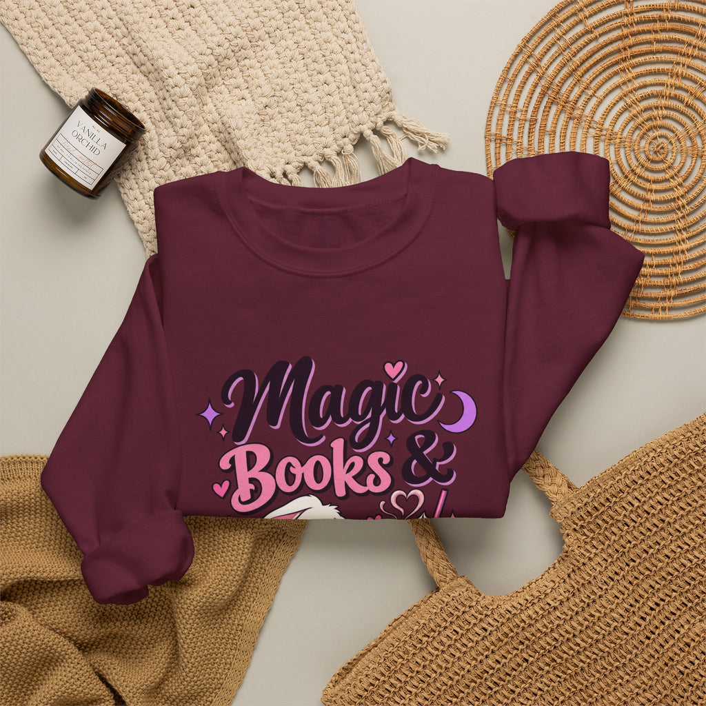 Sweatshirt — "Magic, Books & Coffee" Cozy Reading Crewneck
