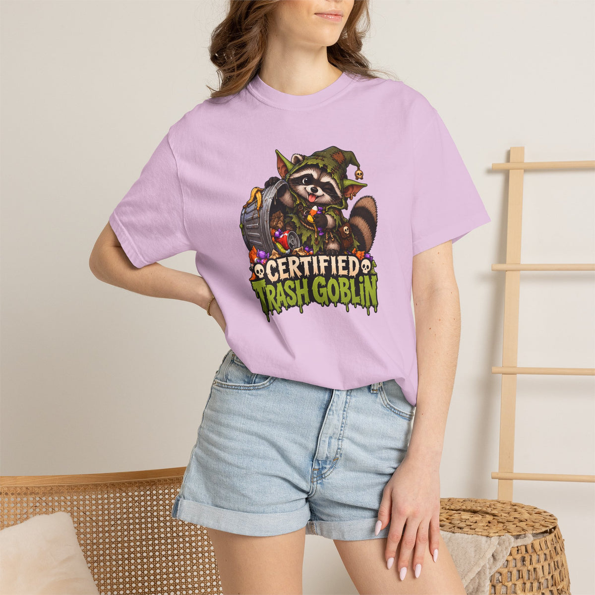Certified Trash Goblin T-Shirt — Cute Mischief Raccoon Graphic Tee