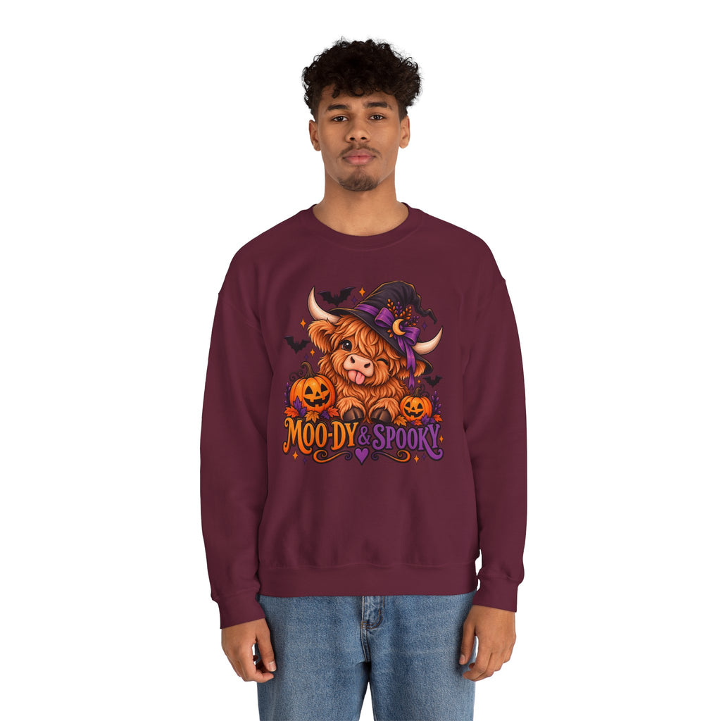 "Moo-dy & Spooky" Highland cow sweatshirt