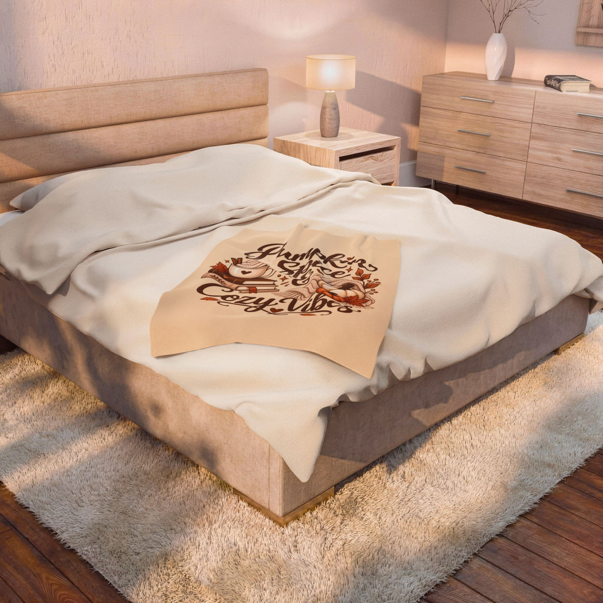 Pumpkin Spice & Cozy Vibes Velveteen Plush Blanket