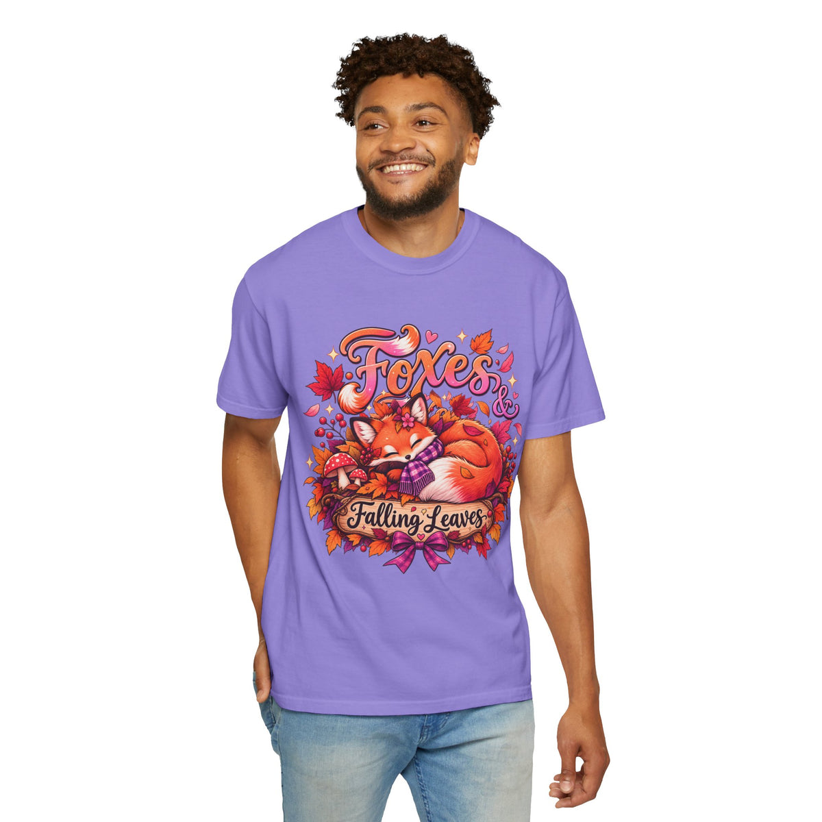 Foxes & Falling Leaves T-Shirt — Cozy Autumn Fox Graphic Tee