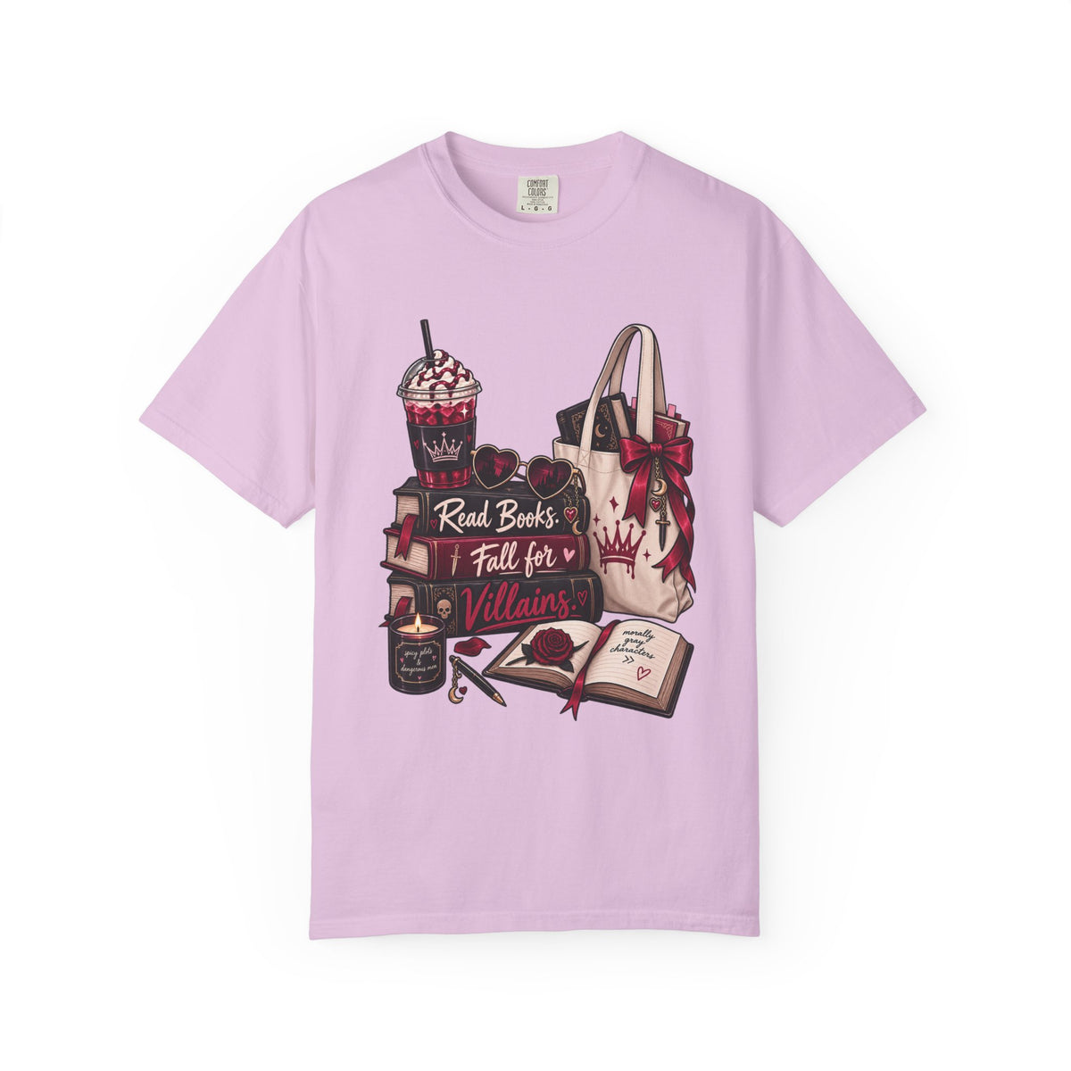 Bookish Villains Graphic T-Shirt — "Read Books I Fall for Villains"