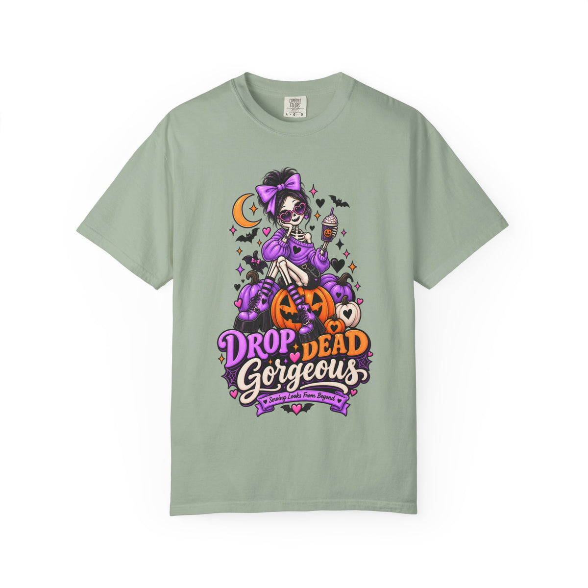 Drop Dead Gorgeous Halloween T-Shirt — Gothic Pumpkin Pinup Tee