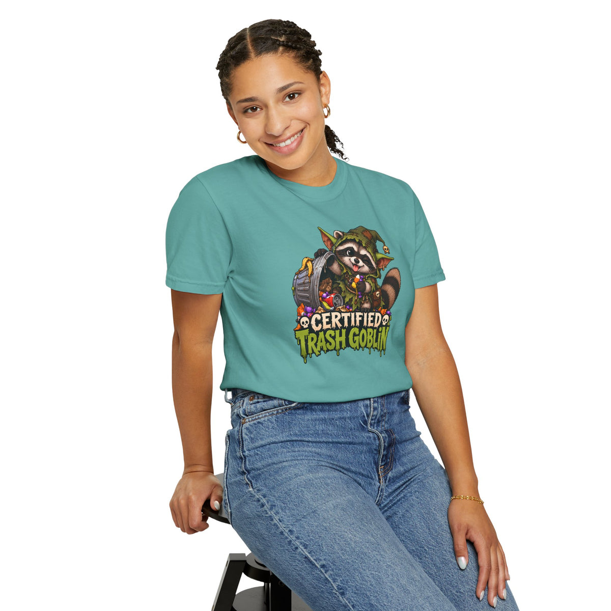 Certified Trash Goblin T-Shirt — Cute Mischief Raccoon Graphic Tee