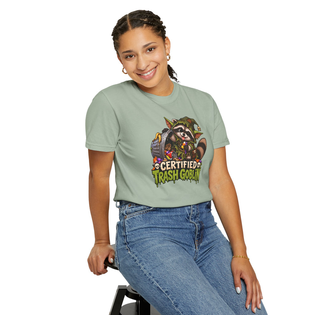 Certified Trash Goblin T-Shirt — Cute Mischief Raccoon Graphic Tee
