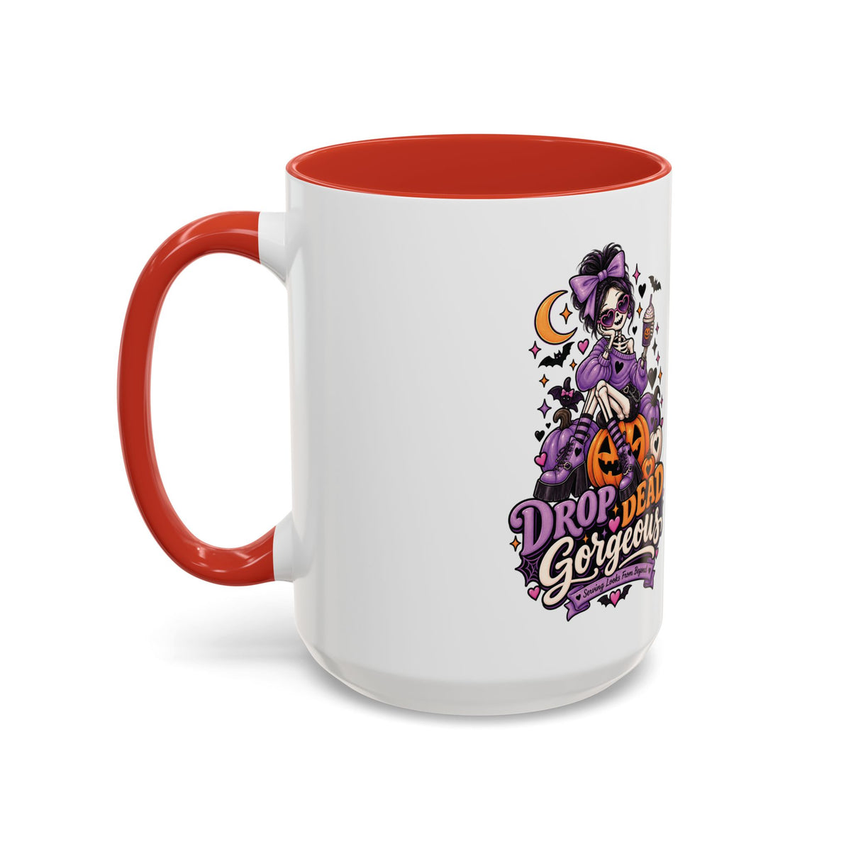Halloween Coffee Mug — 'Drop Dead Gorgeous' Gothic Pumpkin Witch Accent Mug