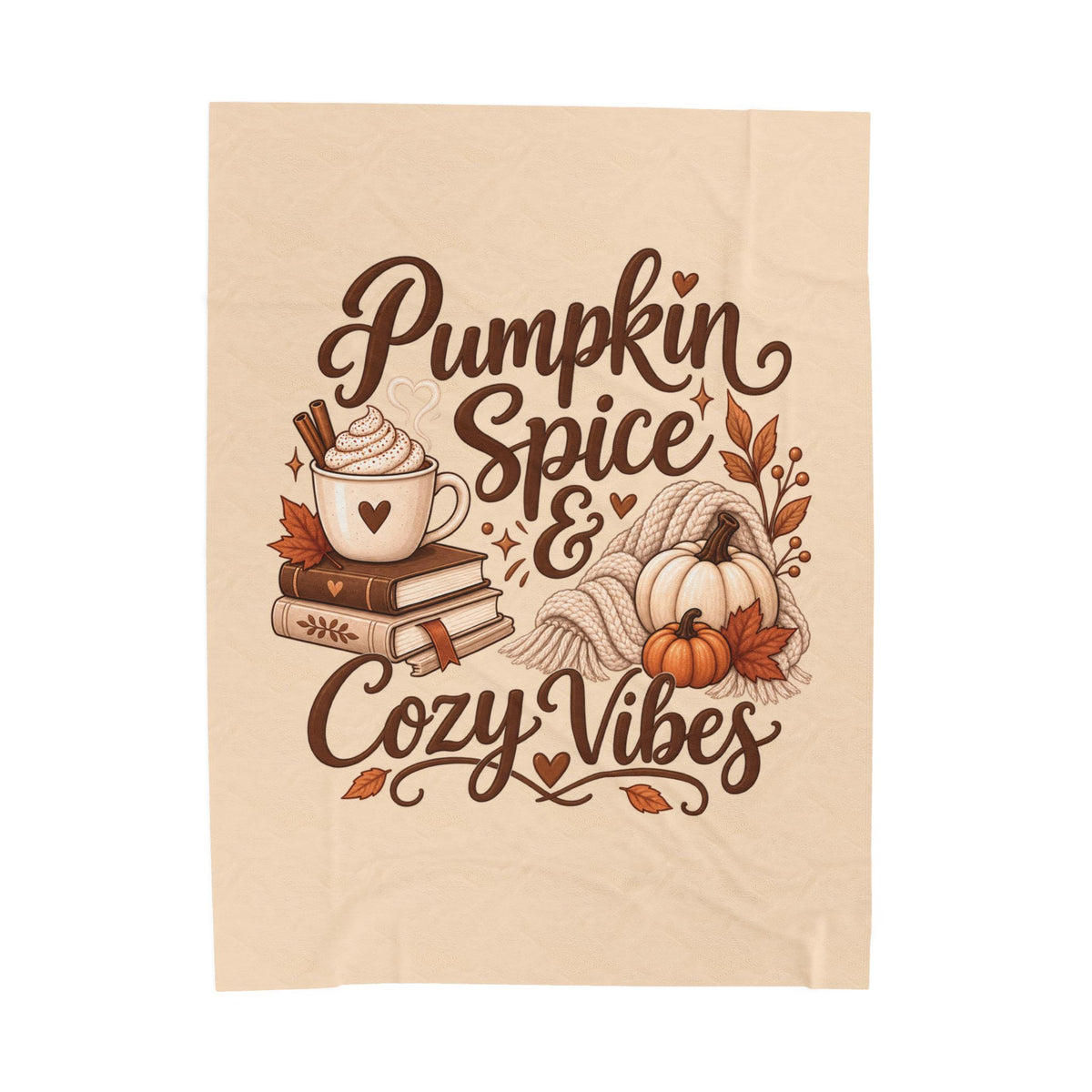 Pumpkin Spice & Cozy Vibes Velveteen Plush Blanket