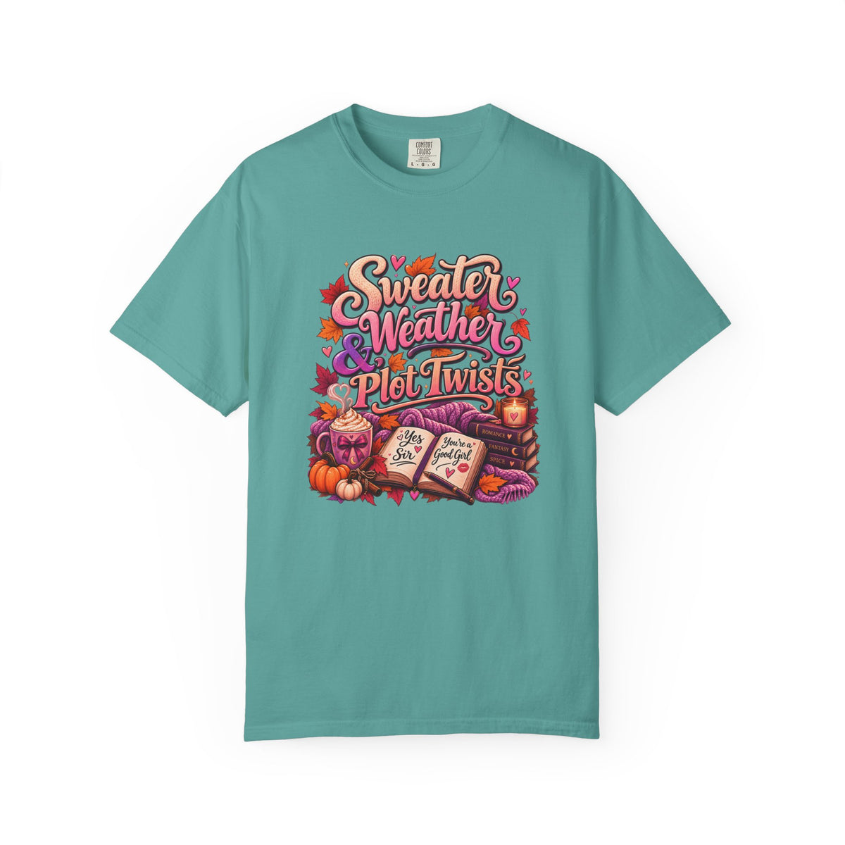 Sweater Weather Plot Twists Tee — Cozy Autumn Book Lover T-Shirt