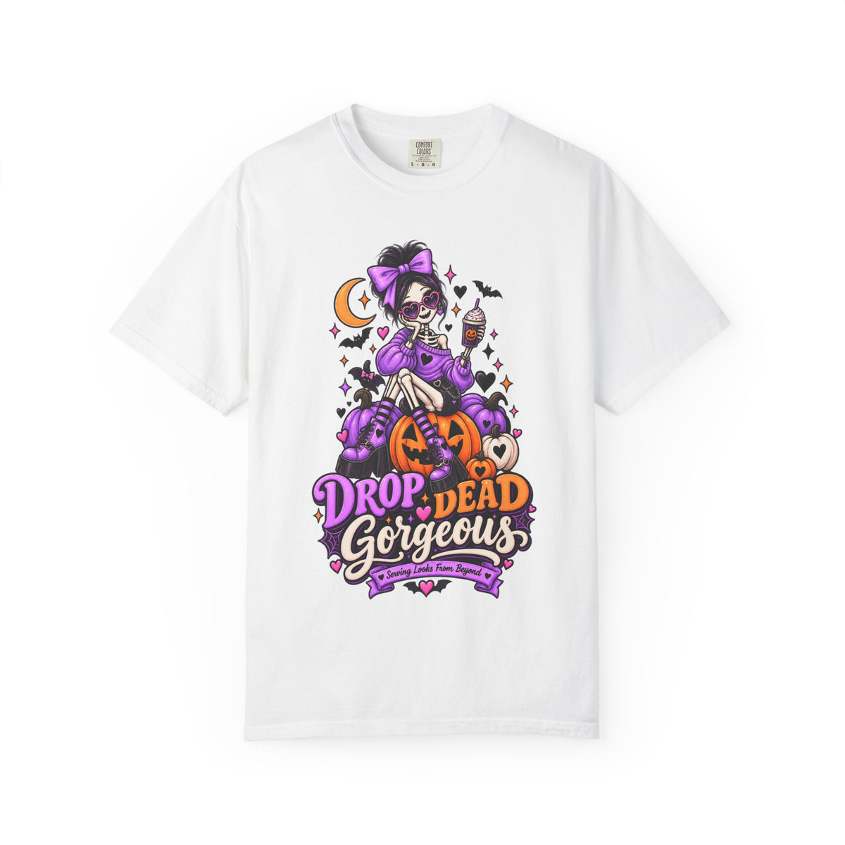 Drop Dead Gorgeous Halloween T-Shirt — Gothic Pumpkin Pinup Tee