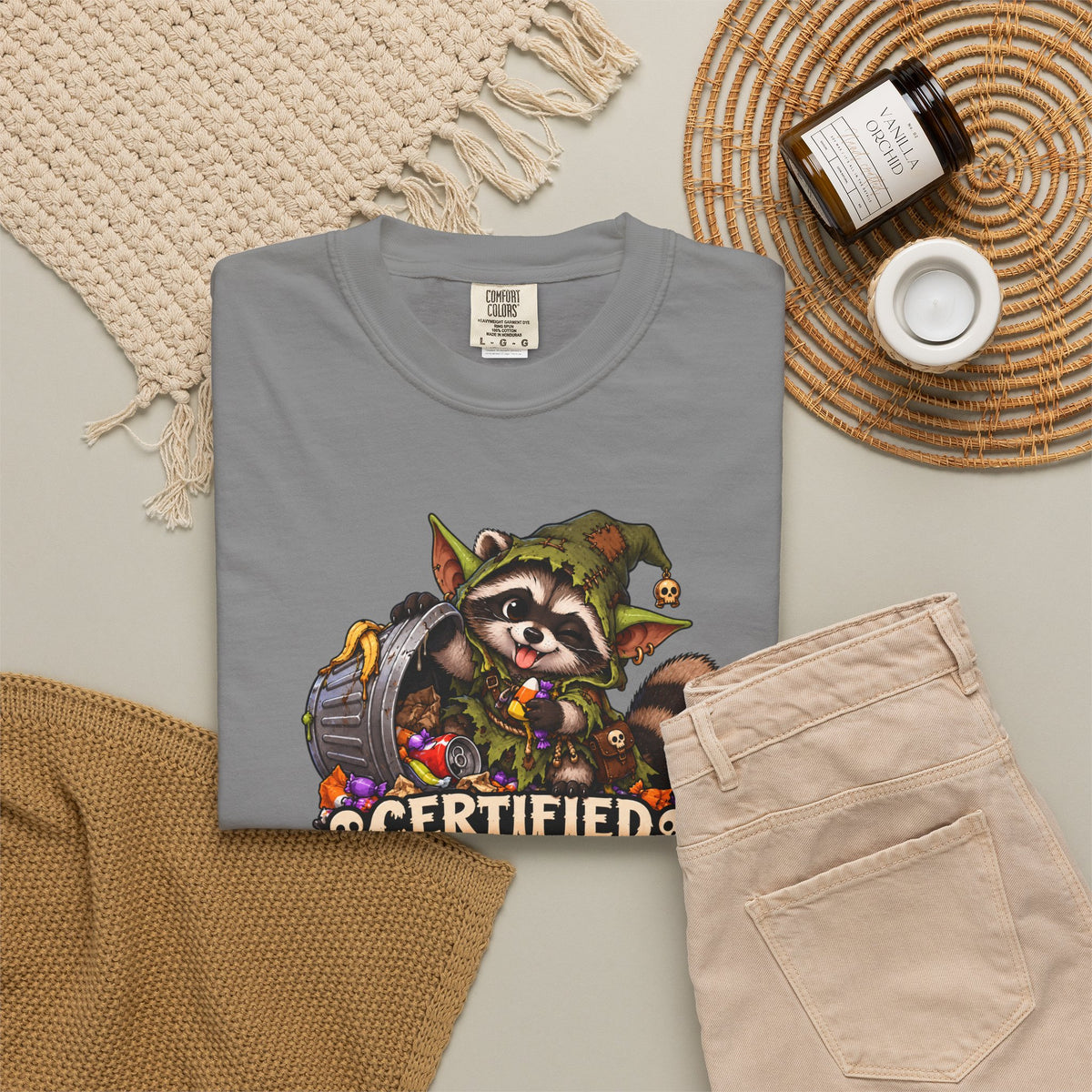 Certified Trash Goblin T-Shirt — Cute Mischief Raccoon Graphic Tee