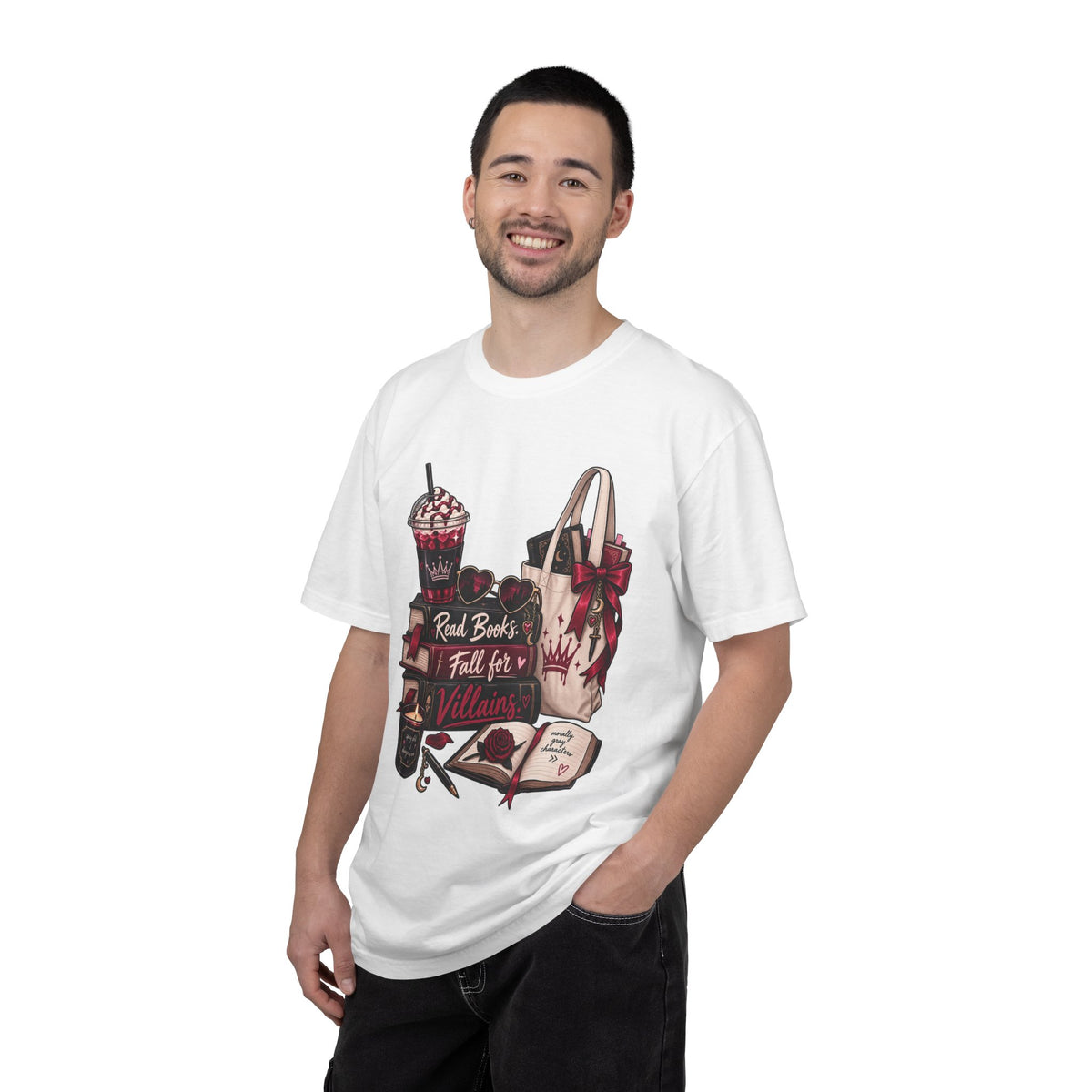 Bookish Villains Graphic T-Shirt — "Read Books I Fall for Villains"