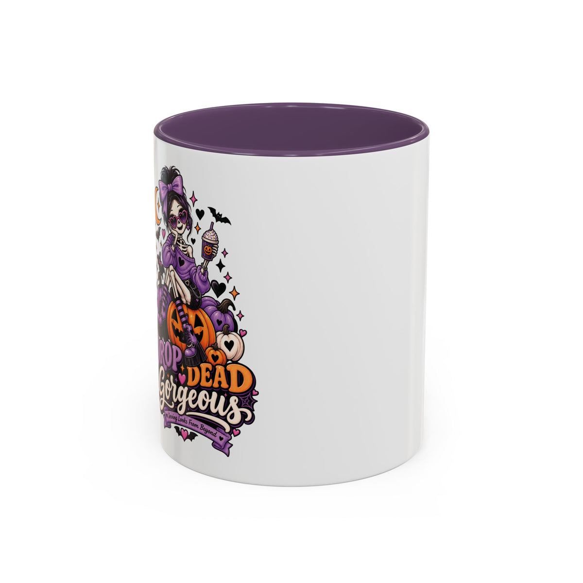 Halloween Coffee Mug — 'Drop Dead Gorgeous' Gothic Pumpkin Witch Accent Mug