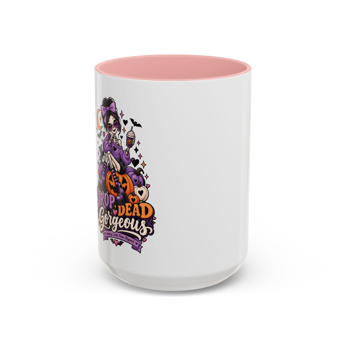 Halloween Coffee Mug — 'Drop Dead Gorgeous' Gothic Pumpkin Witch Accent Mug