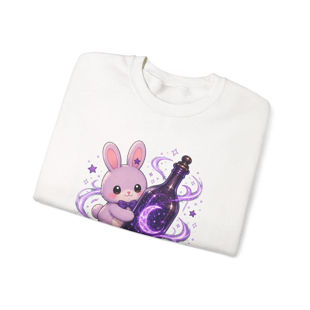 Crewneck Sweatshirt — Cute Purple Bunny “You Shook the Moonlight” Graphic