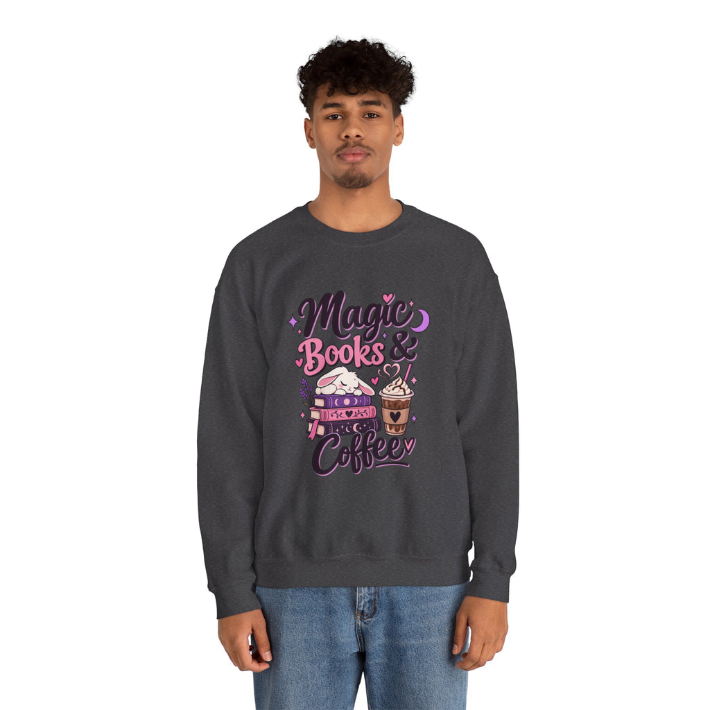 Sweatshirt — "Magic, Books & Coffee" Cozy Reading Crewneck